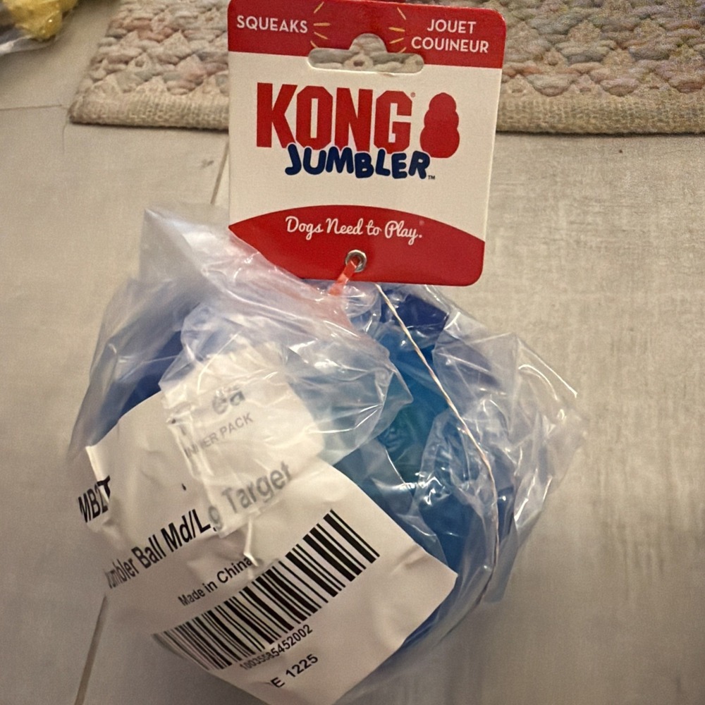 KONG Jumbler Ball Squeaker Dog Toy Blue Medium Large MD/LG TMB2T